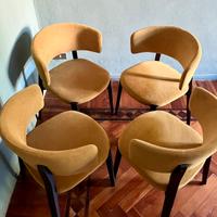 6 sedie/poltroncine in velluto ocra lavabile