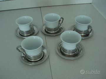 5 tazzine caffè porcellana IPA e peltro
