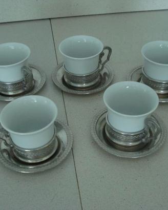 5 tazzine caffè porcellana IPA e peltro