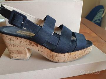 Sandali in tessuto zeppa sughero 