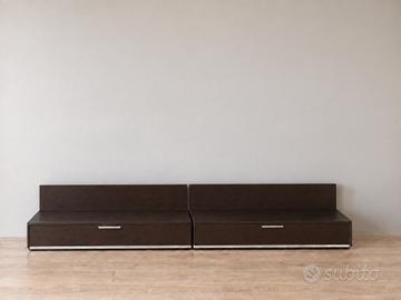Coppia mobili bassi porta TV neri con 2 cassettoni