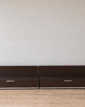Coppia mobili bassi porta TV neri con 2 cassettoni
