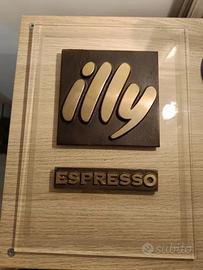 Illy Caffè targa insegna plexiglas ottone vintage