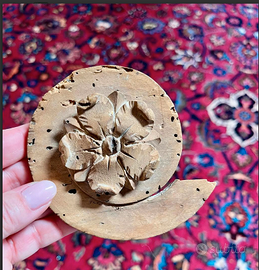 RICERCATOframmentoFREGIOdecorativoLEGNOanticoXIXse