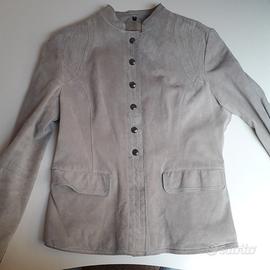 Giacca stile militare in pelle beige Conbipel t 46