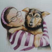 Ritratto di cane con padrone/a