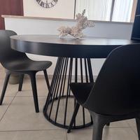Tavolo design nero tondo allungabile
