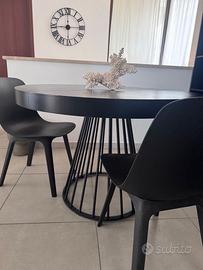 Tavolo design nero tondo allungabile