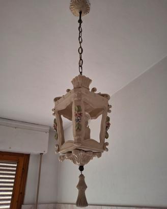 Lampadario a lanterna in ceramica shabby chic