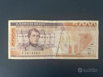 Banconote Mexico 5000 pesos 1989