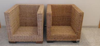 coppia di poltrone in rattan