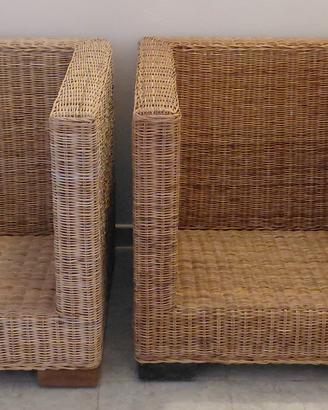 coppia di poltrone in rattan