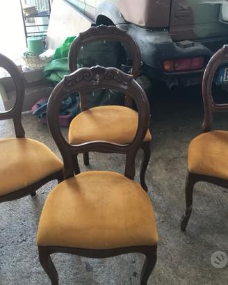 4 sedie imbottite arredo sala vintage