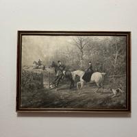 Quadro con scena caccia antico