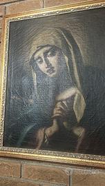 Antico dipinto olio su tela -madonna A .XVII-XVIII