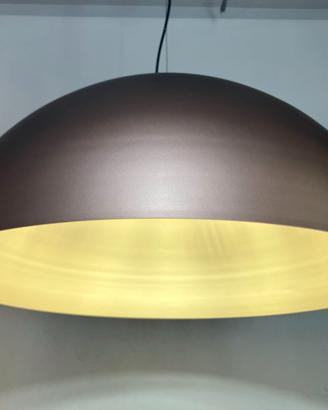 Lampadario cupola D.80 metallo marrone/oro
