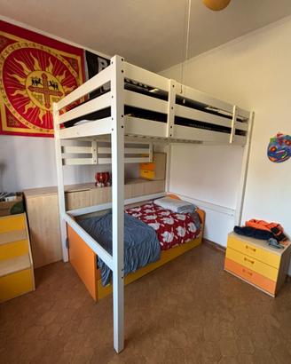 Letto una piazza e mezza  con soppalco