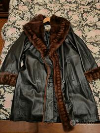 Giacca in pelle nera con visone