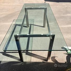 TAVOLO VINTAGE METALLO E CRISTALLO 220x 90