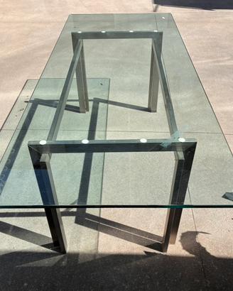 TAVOLO VINTAGE METALLO E CRISTALLO 220x 90