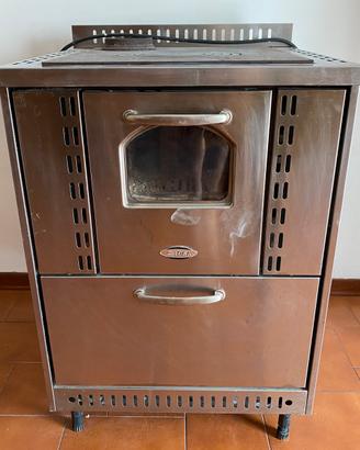 Cucina economica a legna CADEL in acciaio inox