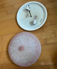 Plafoniera da soffitto in vetro decorato rosa