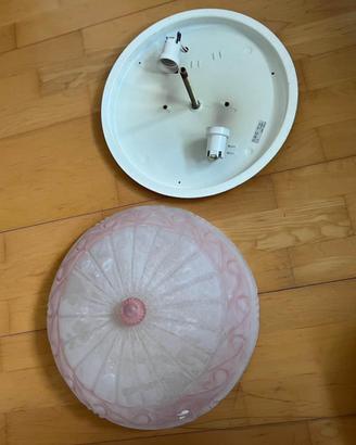 Plafoniera da soffitto in vetro decorato rosa