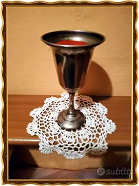 CALICE ANTICATO CON CANDELA ROSSA FUSA **NUOVO**