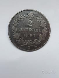 2 centesimi 1867 Torino Vittorio Emanuele II 