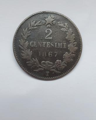 2 centesimi 1867 Torino Vittorio Emanuele II 