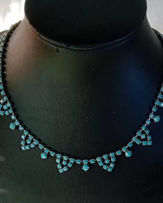 Collana girocollo vintage con pietre turchesi 