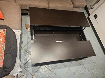 Tavolino da salotto alzabile con contenitore