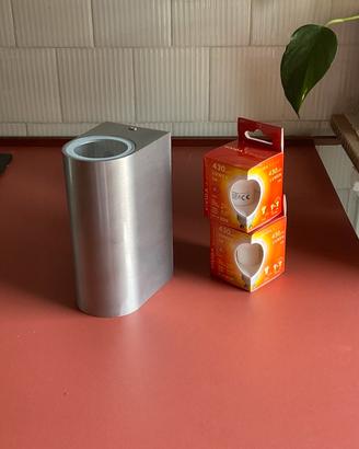 Applique acciaio inox completa di lampadine
