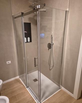 Box doccia anta scorrevole 120x80 Inox Sp.8mm