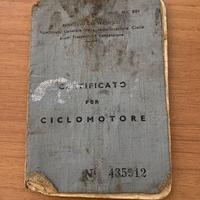 certificato per ciclomotore  d'epoca