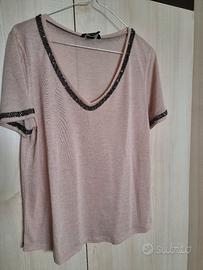 T-shirt rosa cipria H&M con strass