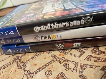 GIOCHI PS4 GTA5 + FIFA 18 + WWE 2K18