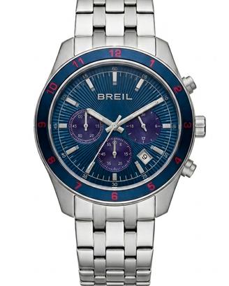BREIL Cronografo Uomo Blu NOS Nuovo Acciaio