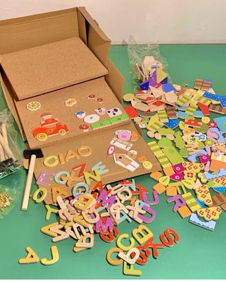 Gioco Didattico Bambini Forme Lettere Legno