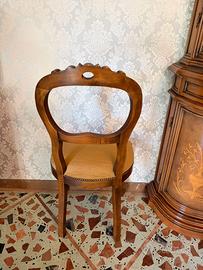 6 Sedie Classiche Sagomate in Legno e Velluto