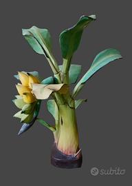 PIANTA di Banano in miniatura in legno dipinto.