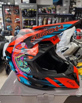 AIROH Casco Cross Wraaap - Cyber - Orange
