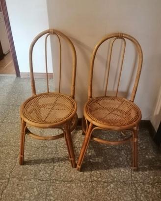 sedie con seduta in rattan