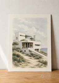 Rifugio modernista sul mare – poster A3
