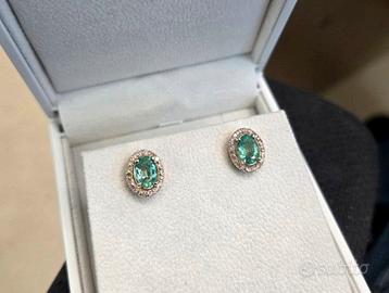 orericchini Oro 14k con smeraldi certificati