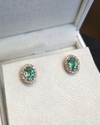 orericchini Oro 14k con smeraldi certificati