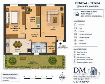 Bolzaneto quadrilocale con giardino