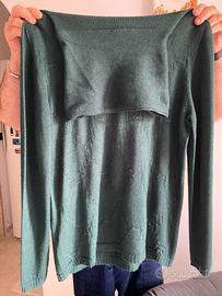 Pullover dolcevita di lana merinos di colore verde