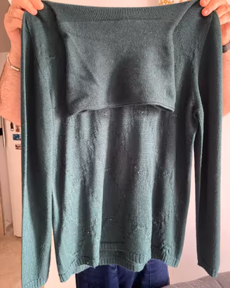 Pullover dolcevita di lana merinos di colore verde