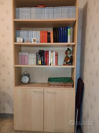 Libreria frassino 4 scaffali - 2 sportelli